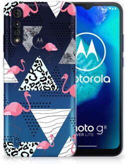 B2Ctelecom Leuk TPU Back Cover Motorola Moto G8 Power Lite GSM Hoesje Doorzichtig Flamingo Triangle