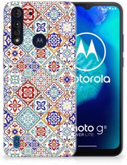 B2Ctelecom Leuk TPU Back Cover Motorola Moto G8 Power Lite Hoesje Tegels Kleur