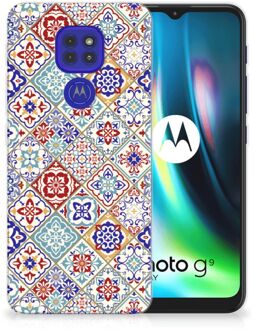 B2Ctelecom Leuk TPU Back Cover Motorola Moto G9 Play | E7 Plus Hoesje Tegels Kleur