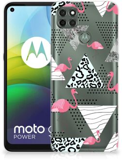 B2Ctelecom Leuk TPU Back Cover Motorola Moto G9 Power GSM Hoesje Doorzichtig Flamingo Triangle