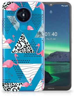 B2Ctelecom Leuk TPU Back Cover Nokia 1.4 GSM Hoesje Doorzichtig Flamingo Triangle