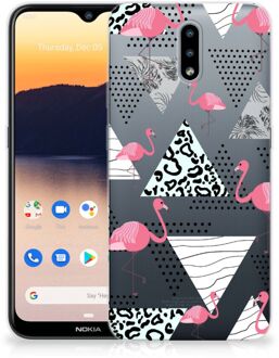 B2Ctelecom Leuk TPU Back Cover Nokia 2.3 GSM Hoesje Doorzichtig Flamingo Triangle