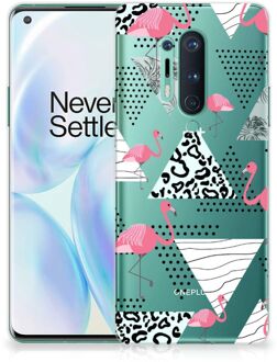 B2Ctelecom Leuk TPU Back Cover OnePlus 8 Pro GSM Hoesje Doorzichtig Flamingo Triangle