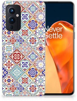 B2Ctelecom Leuk TPU Back Cover OnePlus 9 Hoesje Tegels Kleur