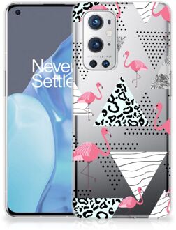 B2Ctelecom Leuk TPU Back Cover OnePlus 9 Pro GSM Hoesje Doorzichtig Flamingo Triangle