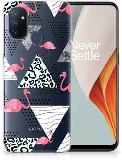 B2Ctelecom Leuk TPU Back Cover OnePlus Nord N100 GSM Hoesje Doorzichtig Flamingo Triangle