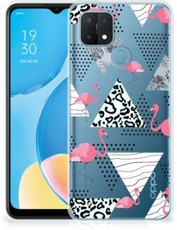 B2Ctelecom Leuk TPU Back Cover OPPO A15 GSM Hoesje Doorzichtig Flamingo Triangle