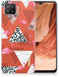 B2Ctelecom Leuk TPU Back Cover OPPO A73 4G GSM Hoesje Doorzichtig Flamingo Triangle