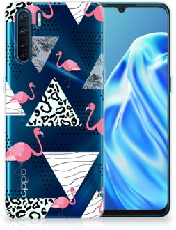 B2Ctelecom Leuk TPU Back Cover OPPP A91 GSM Hoesje Doorzichtig Flamingo Triangle