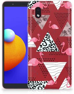 B2Ctelecom Leuk TPU Back Cover Samsung Galaxy A01 Core GSM Hoesje Doorzichtig Flamingo Triangle