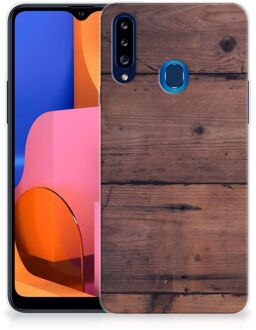 B2Ctelecom Leuk TPU Back Cover Samsung Galaxy A20s GSM Hoesje Customize Old Wood