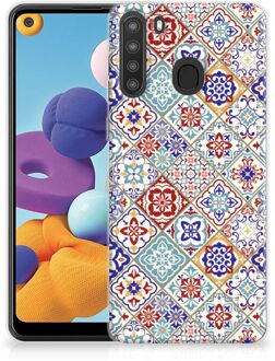 B2Ctelecom Leuk TPU Back Cover Samsung Galaxy A21 Hoesje Tegels Kleur