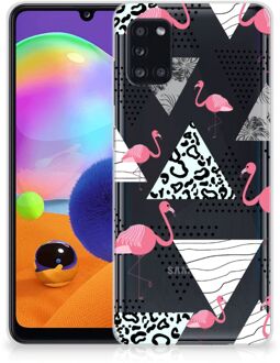 B2Ctelecom Leuk TPU Back Cover Samsung Galaxy A31 GSM Hoesje Doorzichtig Flamingo Triangle