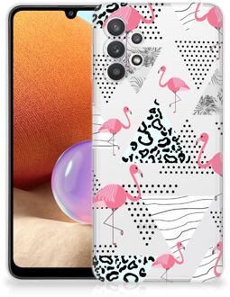 B2Ctelecom Leuk TPU Back Cover Samsung Galaxy A32 4G GSM Hoesje Doorzichtig Flamingo Triangle