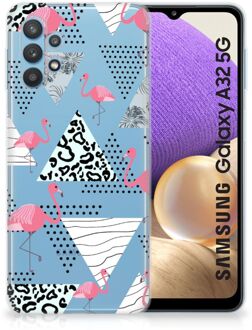 B2Ctelecom Leuk TPU Back Cover Samsung Galaxy A32 5G GSM Hoesje Doorzichtig Flamingo Triangle