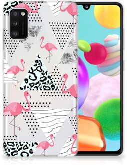 B2Ctelecom Leuk TPU Back Cover Samsung Galaxy A41 GSM Hoesje Doorzichtig Flamingo Triangle