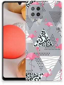 B2Ctelecom Leuk TPU Back Cover Samsung Galaxy A42 GSM Hoesje Doorzichtig Flamingo Triangle