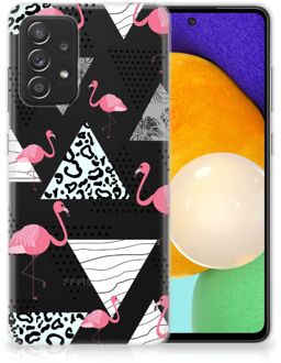 B2Ctelecom Leuk TPU Back Cover Samsung Galaxy A52 (5G/4G) GSM Hoesje Doorzichtig Flamingo Triangle