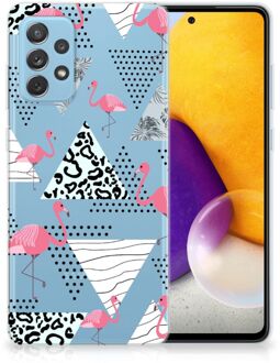 B2Ctelecom Leuk TPU Back Cover Samsung Galaxy A72 GSM Hoesje Doorzichtig Flamingo Triangle