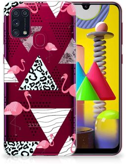 B2Ctelecom Leuk TPU Back Cover Samsung Galaxy M31 GSM Hoesje Doorzichtig Flamingo Triangle