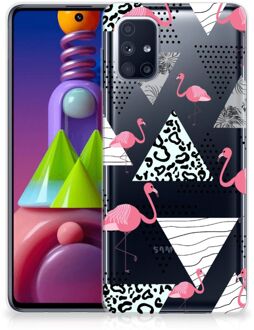 B2Ctelecom Leuk TPU Back Cover Samsung Galaxy M51 GSM Hoesje Doorzichtig Flamingo Triangle