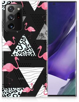 B2Ctelecom Leuk TPU Back Cover Samsung Galaxy Note20 Ultra GSM Hoesje Doorzichtig Flamingo Triangle