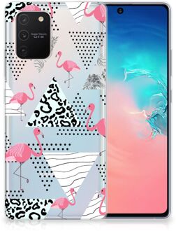 B2Ctelecom Leuk TPU Back Cover Samsung Galaxy S10 Lite GSM Hoesje Doorzichtig Flamingo Triangle