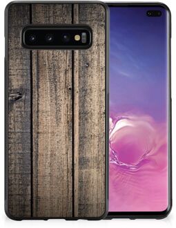 B2Ctelecom Leuk TPU Back Cover Samsung Galaxy S10+ Telefoon Hoesje met Zwarte rand Steigerhout