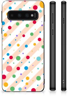 B2Ctelecom Leuk TPU Back Cover Samsung Galaxy S10 Telefoon Hoesje met Zwarte rand Dots