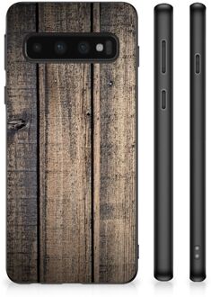 B2Ctelecom Leuk TPU Back Cover Samsung Galaxy S10 Telefoon Hoesje met Zwarte rand Steigerhout