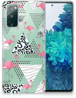 B2Ctelecom Leuk TPU Back Cover Samsung Galaxy S20 FE GSM Hoesje Doorzichtig Flamingo Triangle