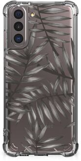 B2Ctelecom Leuk TPU Back Cover Samsung Galaxy S21 Telefoonhoesje  met doorzichtige rand Leaves Grey