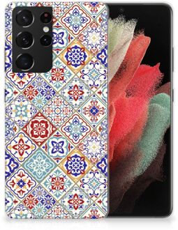 B2Ctelecom Leuk TPU Back Cover Samsung Galaxy S21 Ultra Hoesje Tegels Kleur