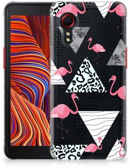 B2Ctelecom Leuk TPU Back Cover Samsung Galaxy Xcover 5 GSM Hoesje Doorzichtig Flamingo Triangle