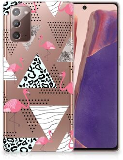 B2Ctelecom Leuk TPU Back Cover Samsung Note 20 GSM Hoesje Doorzichtig Flamingo Triangle