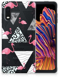 B2Ctelecom Leuk TPU Back Cover Samsung Xcover Pro GSM Hoesje Doorzichtig Flamingo Triangle