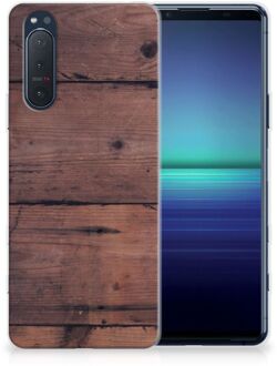 B2Ctelecom Leuk TPU Back Cover Sony Xperia 5II GSM Hoesje Customize Old Wood