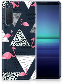 B2Ctelecom Leuk TPU Back Cover Sony Xperia 5II GSM Hoesje Doorzichtig Flamingo Triangle