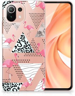 B2Ctelecom Leuk TPU Back Cover Xiaomi Mi 11 Lite GSM Hoesje Doorzichtig Flamingo Triangle