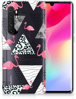 B2Ctelecom Leuk TPU Back Cover Xiaomi Mi Note 10 Lite GSM Hoesje Doorzichtig Flamingo Triangle