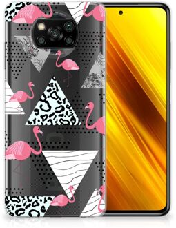 B2Ctelecom Leuk TPU Back Cover Xiaomi Poco X3 GSM Hoesje Doorzichtig Flamingo Triangle