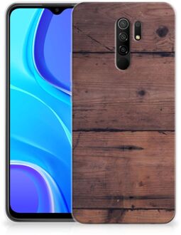 B2Ctelecom Leuk TPU Back Cover Xiaomi Redmi 9 GSM Hoesje Customize Old Wood