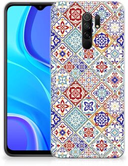 B2Ctelecom Leuk TPU Back Cover Xiaomi Redmi 9 Hoesje Tegels Kleur