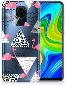 B2Ctelecom Leuk TPU Back Cover Xiaomi Redmi Note9 GSM Hoesje Doorzichtig Flamingo Triangle