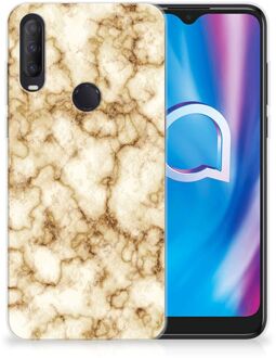 B2Ctelecom Leuk TPU Backcase Alcatel 1S (2020) Doorzichtig Hoesje Marmer Goud