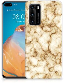 B2Ctelecom Leuk TPU Backcase Huawei P40 Doorzichtig Hoesje Marmer Goud