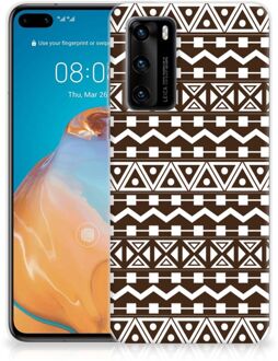 B2Ctelecom Leuk TPU Backcase Huawei P40 Telefoon Hoesje Aztec Brown