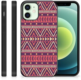 B2Ctelecom Leuk TPU Backcase iPhone 12 Mini Telefoonhoesje met Zwarte rand Aztec Purple