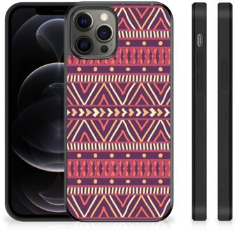 B2Ctelecom Leuk TPU Backcase iPhone 12 Pro Max Telefoonhoesje met Zwarte rand Aztec Purple