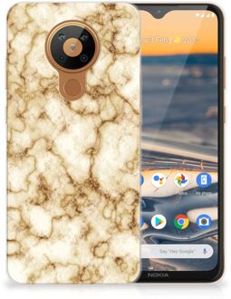 B2Ctelecom Leuk TPU Backcase Nokia 5.3 Doorzichtig Hoesje Marmer Goud